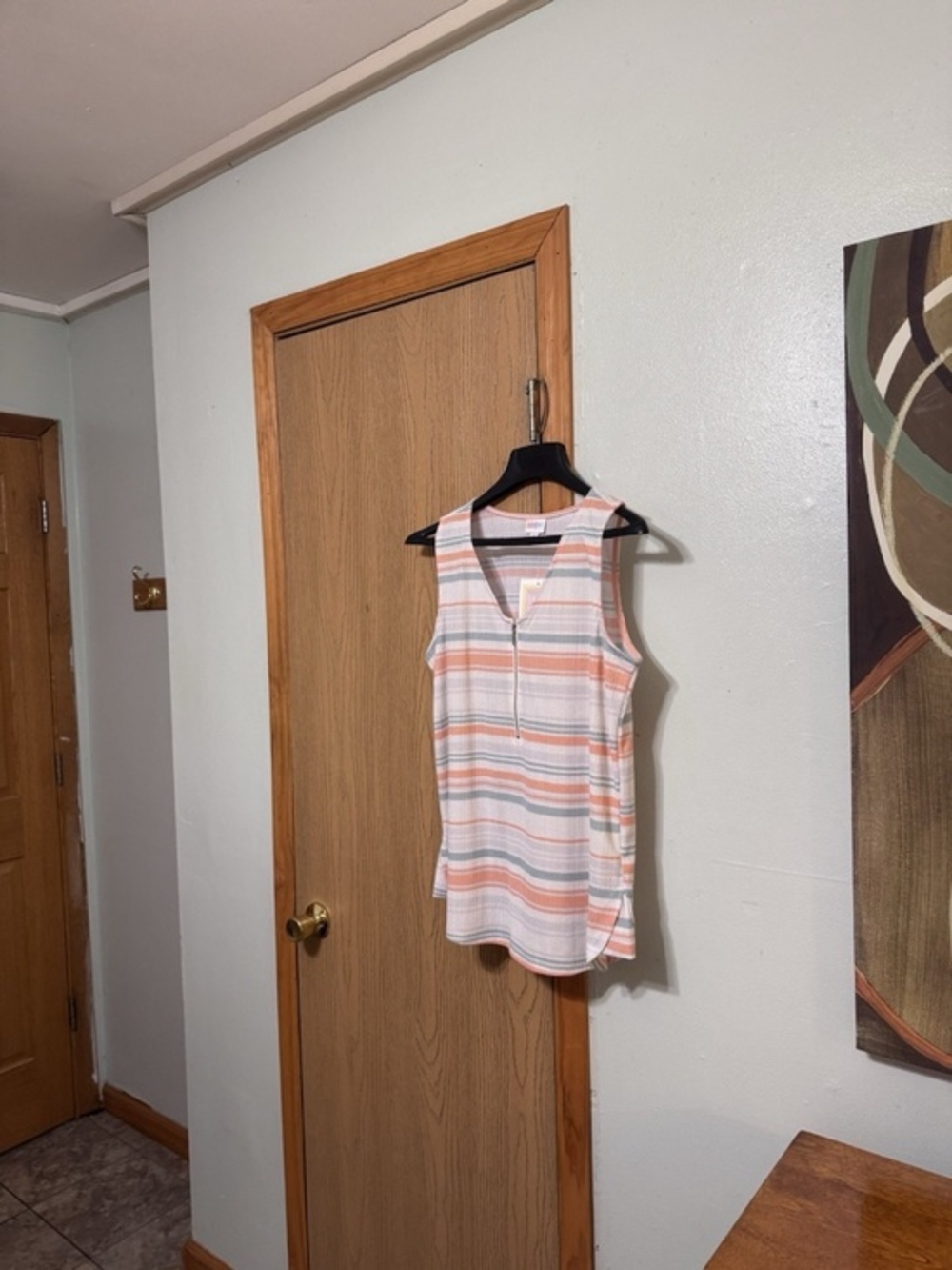 Lularoe "Rachael" NWT Small Multi-Color w/Stripes Sleeveless 1/2 Zip Knit Top